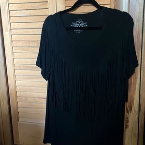 Crazy Train Black Fringe Shirt - Medium